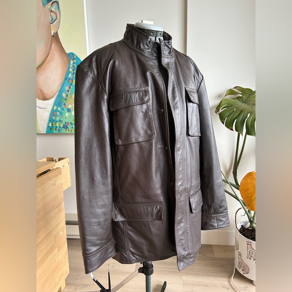 Black Brown 1826 Leather Jacket with lots of pockets